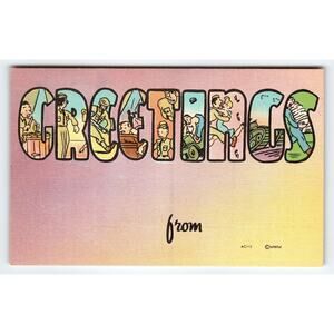 Vintage MWM Army Comic Series Large Letter Greetings Postcard WWII Era Wartime